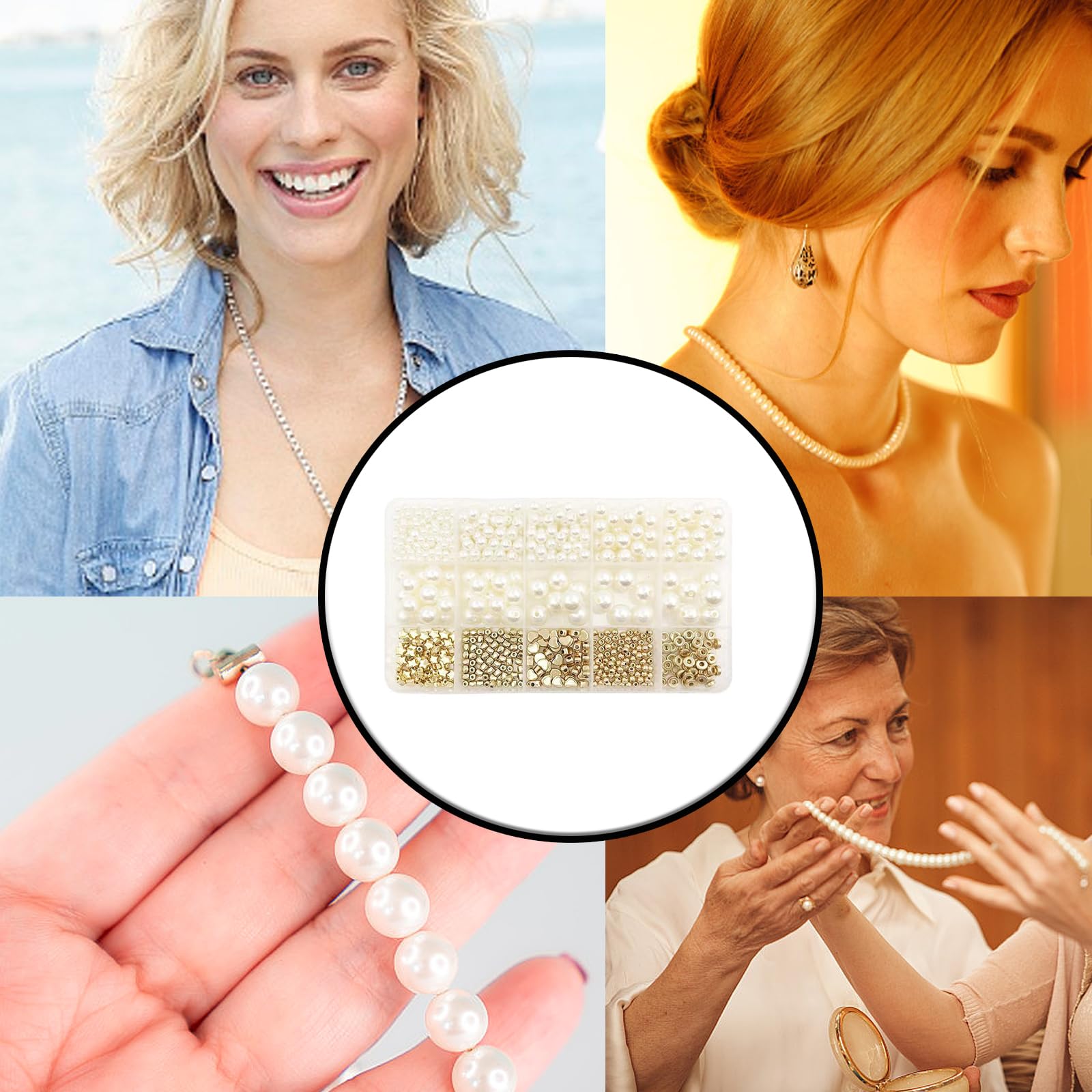 720 PCS Pearl Beads Bracelets Making Round Beads for Jewellery Making Pentagram Spacer Bead Accessories Craft Kit DIY Bracelet Jewelry Making Beads Kit Beads Bracelet Making Kit - Image 4