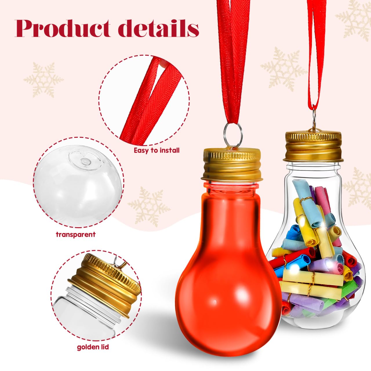 BESTOYARD 25 Stück Weihnachtskugeln zum Aufhängen, Durchsichtige, Befüllbare Schnapskugeln aus Kunststoff für Heimwerkerprojekte, Partys, Heimdekorationen, Weihnachtsbaum-hängedekorationen, 50 Ml