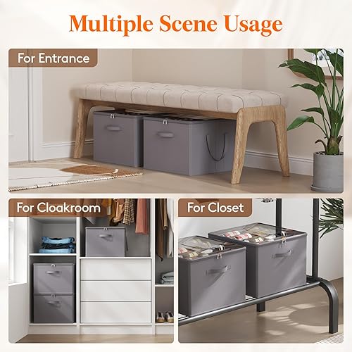 Miniatura 9 de Lifewit Organizador de almacenamiento de zapatos para armario para 12 a 16 pares, contenedores de tela grandes de almacenamiento con cubierta