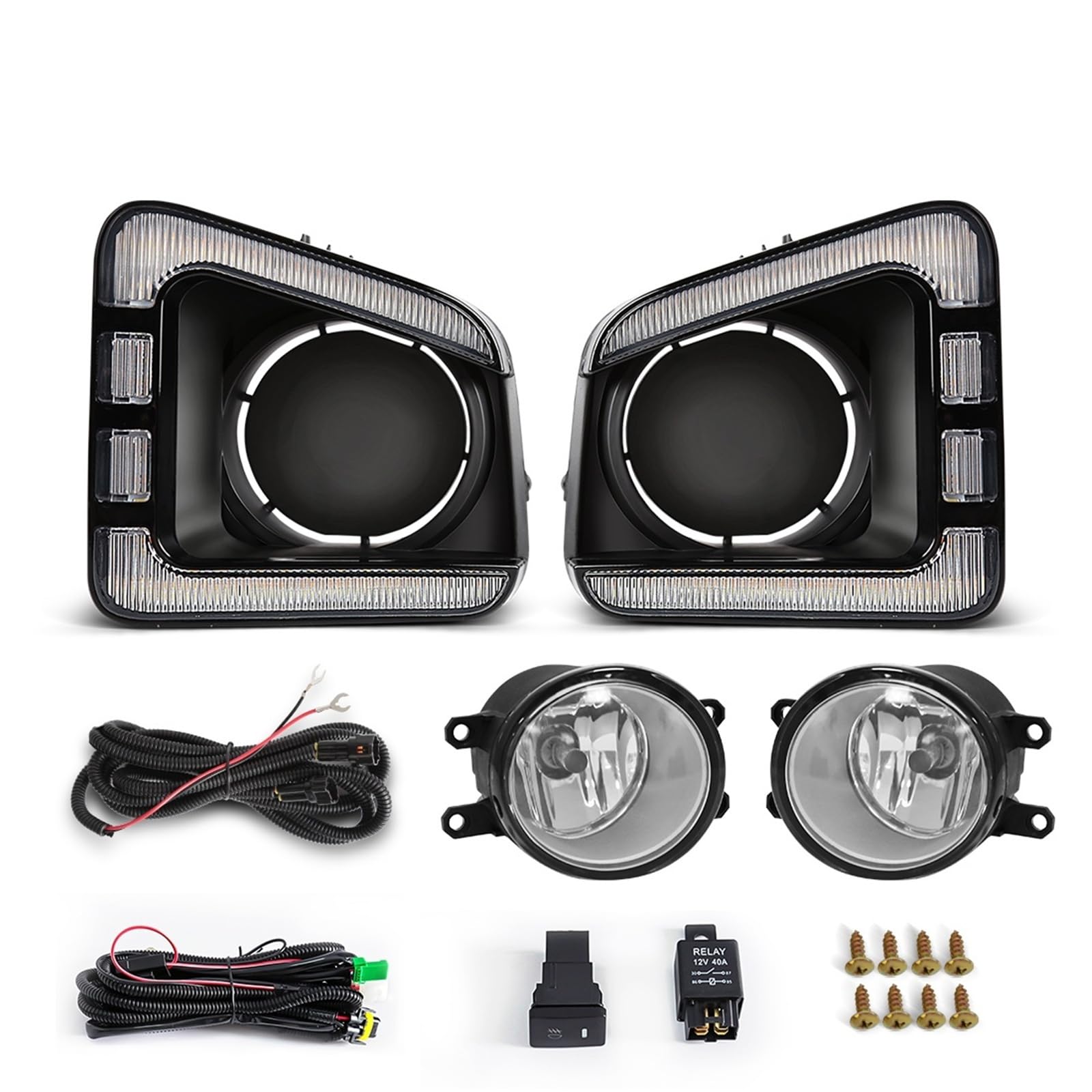 Światła przeciwmgielne LED światła do jazdy dziennej DRL kierunkowskaz światło dzienne halogenowe kompatybilne z Tundra 2014-2021(DRL Fog Halogen Set)