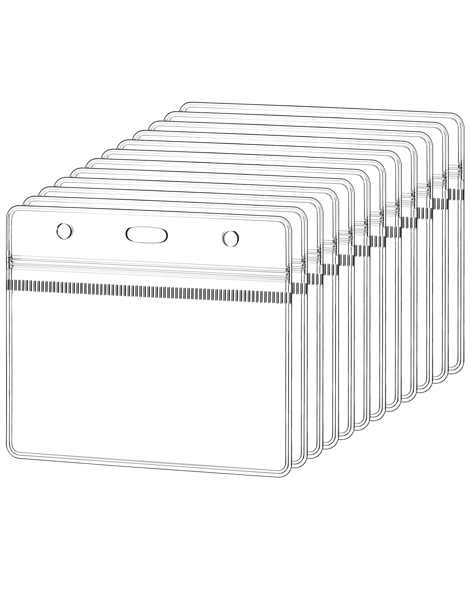 QWORK® Paquete de 100 Tarjeteros Horizontales para Cordón, 100x82 mm Funda de Tarjeta de Identificación Transparente, para Tamaño de Tarjeta 88x55 mm