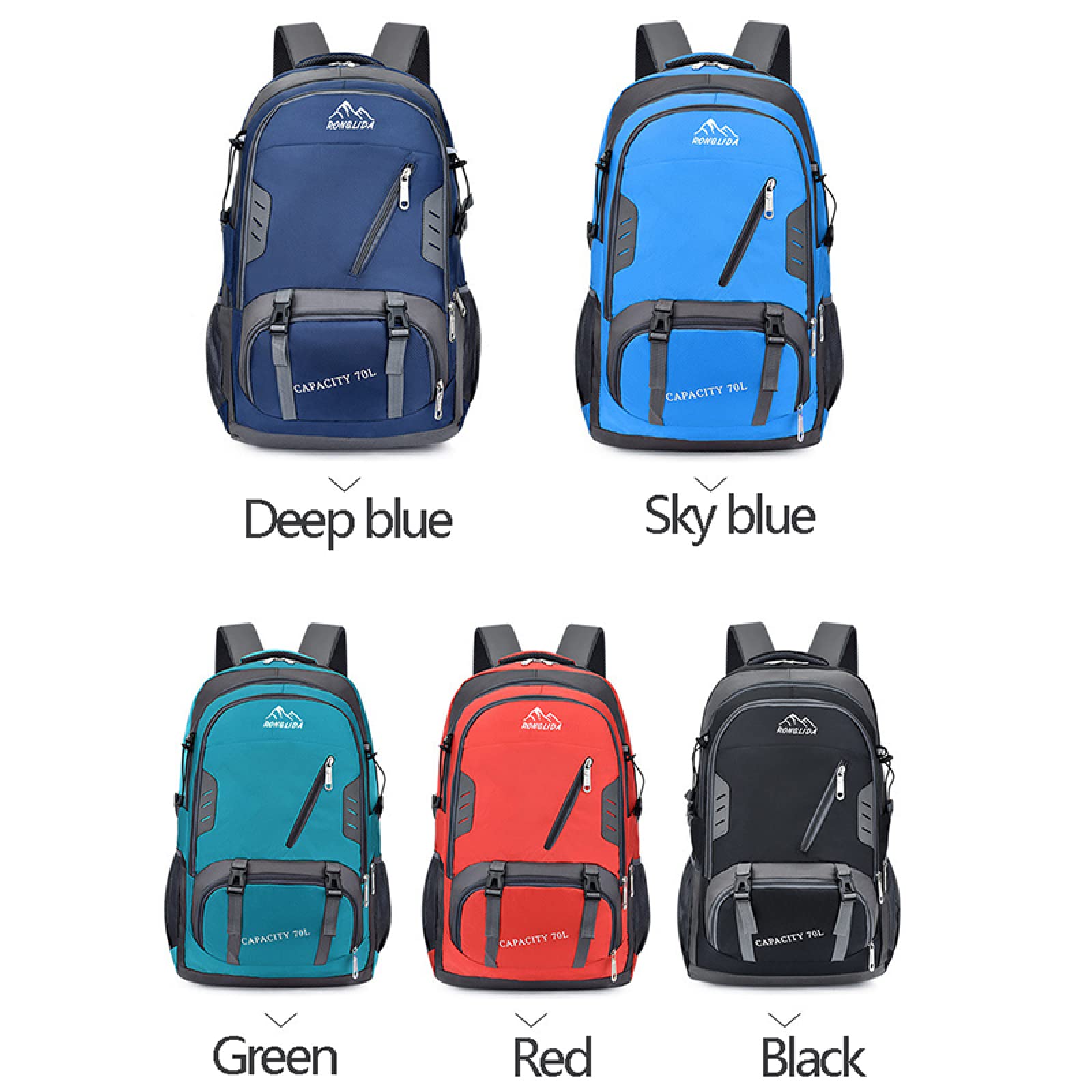 Zaino da viaggio unisex 70L Zaino da viaggio sportivo Borsa da viaggio all'aperto Escursionismo Zaino in nylon Alpinismo Zaino da campeggio