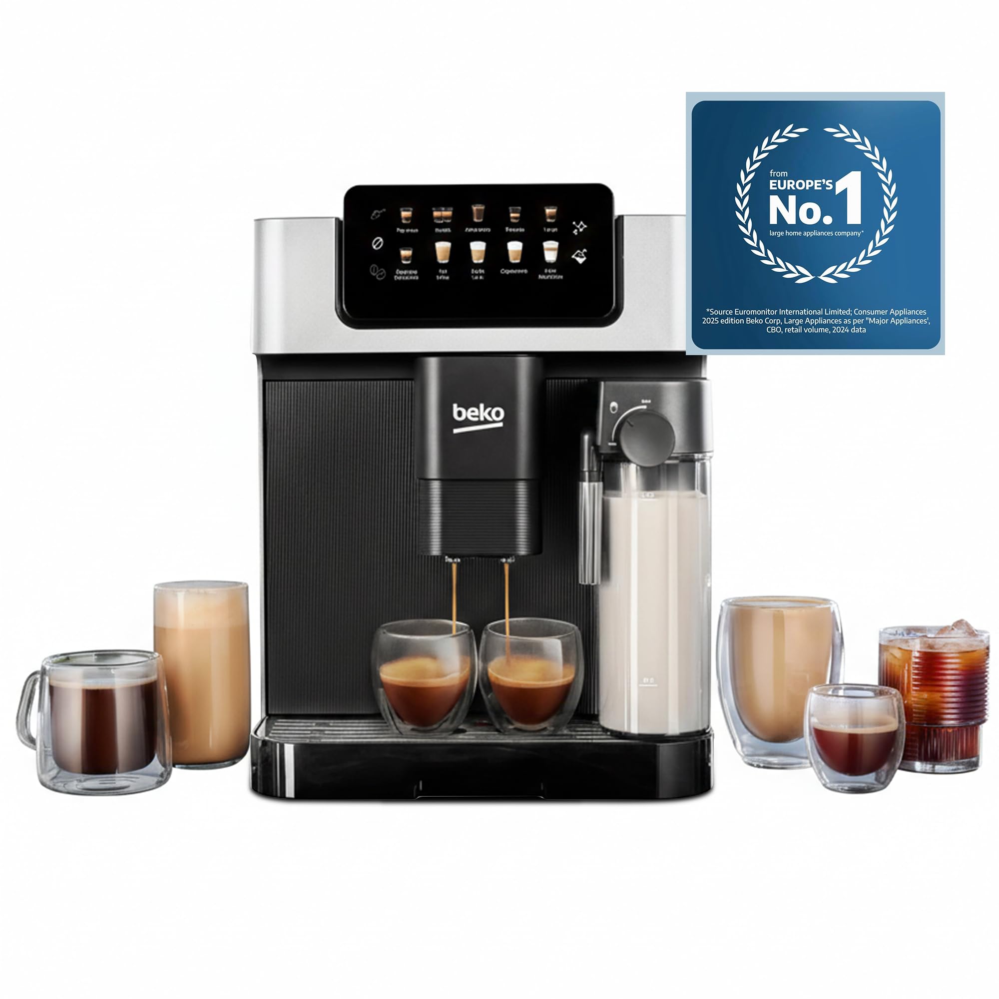 CEG 7304X Automatic Bean to Cup Espresso Coffee Machine with 19 Bar, 1350W, Touch Control LCD Display, 2L Water Capacity, 600ml Milk Container Capacity - Stainless Steel