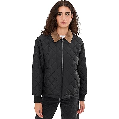 Levis Diamond Quilted Jacket With Cord Collar black
