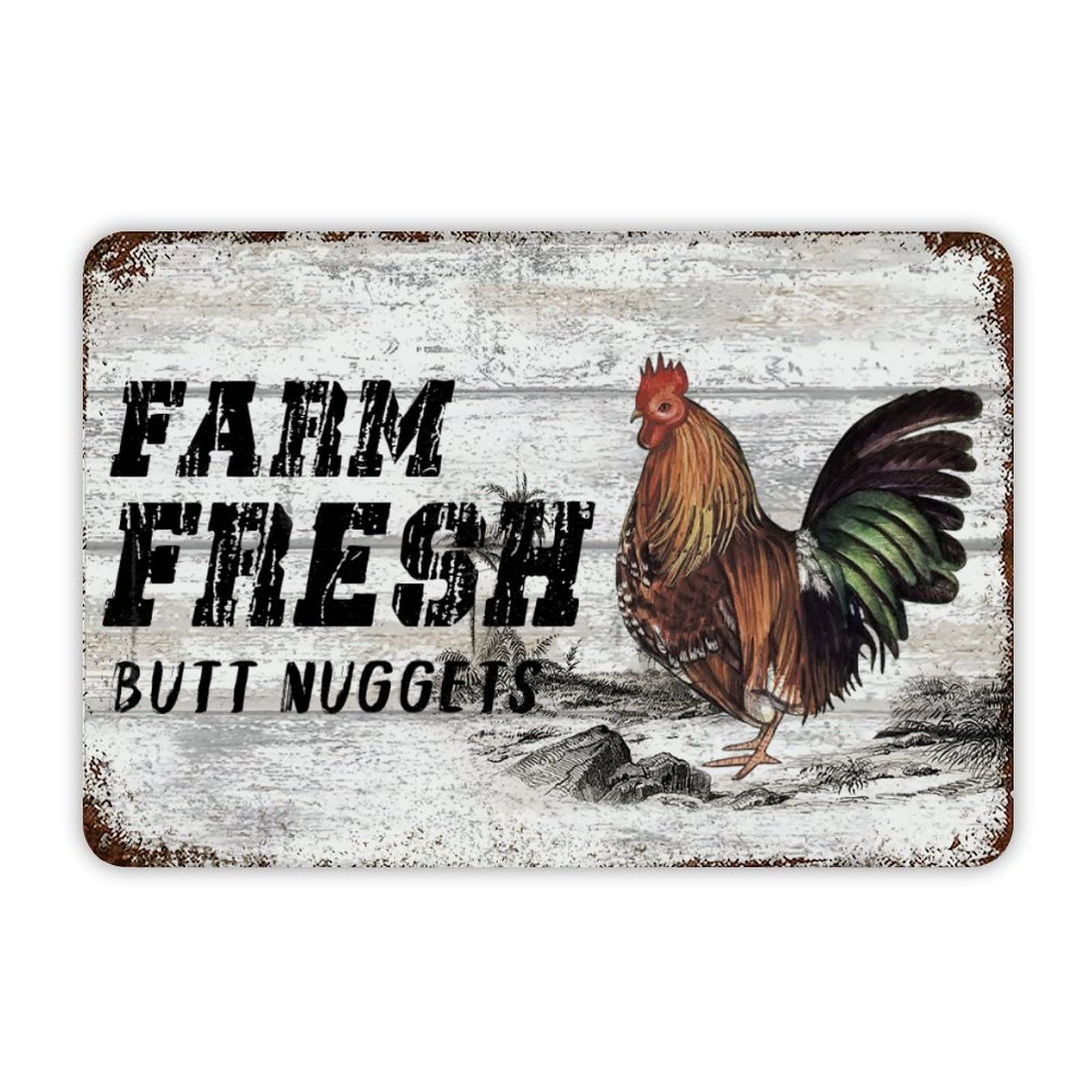 Farm Fresh Butt Nuggets Vintage Metal Tin Sign 12x8 inch Aluminum Sign for Kitchen Bars Restaurants Cafes Pubs Wall Decor