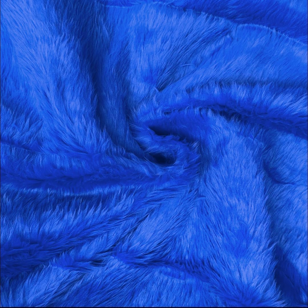 Plain Fun Faux Fur Fabric Material Royal Blue, Sample - 10cmx10cm
