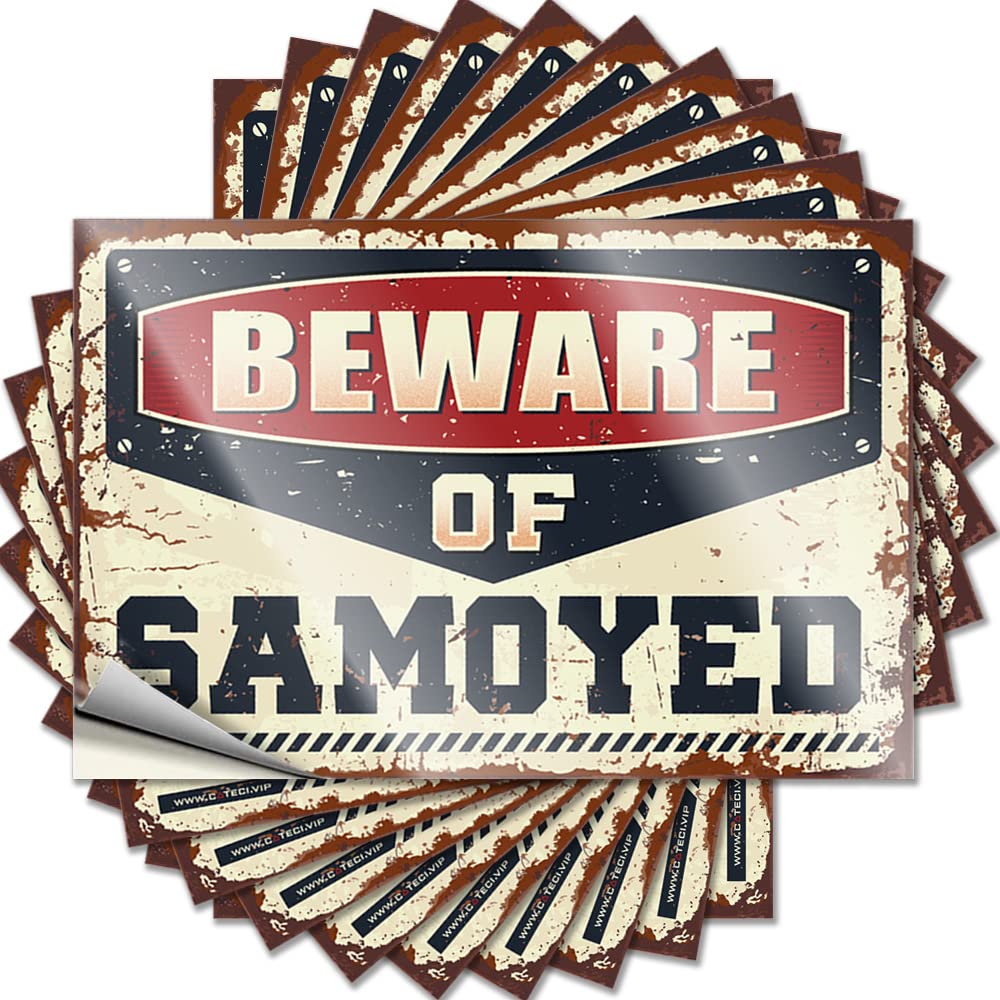 Funny Sticker Roll Custom Stickers, Laptop Waterproof Beware of Samoyed for Hydro Flask | Western Vinyl Decals for Silicone Holiday Gift(12X18CM)