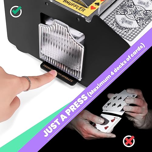 Miniatura 5 de Lineba Barajador automático de cartas 4, máquina barajadora de cartas de casino eléctrica para jugar UNO, fase 10, juegos de cartas caseros, cartas