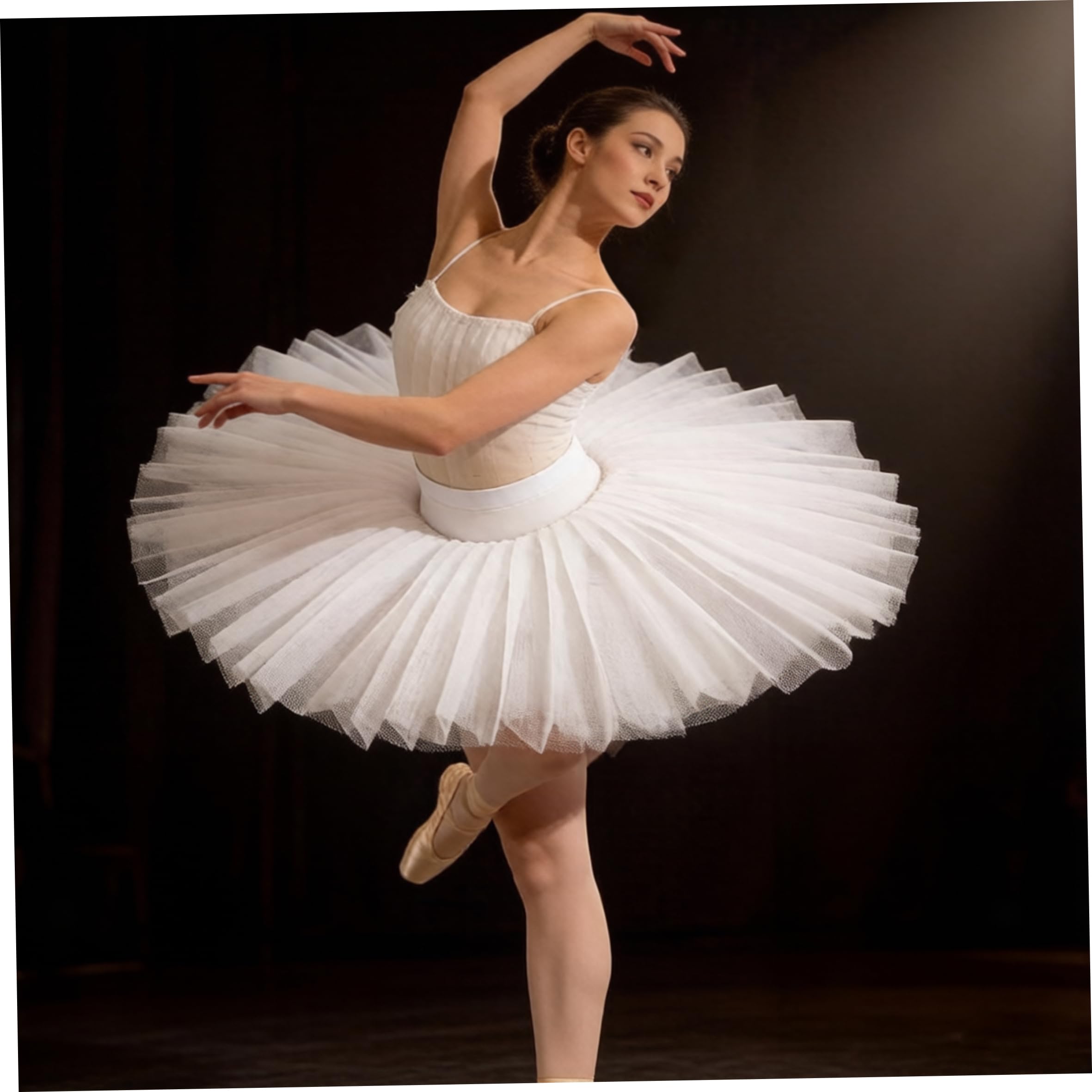 Falda de Ballet para Mujer, Disfraz de Cisne de Tul Esponjoso para prácticas y actuaciones de Danza para Adultos - Blanco, Talla M.
