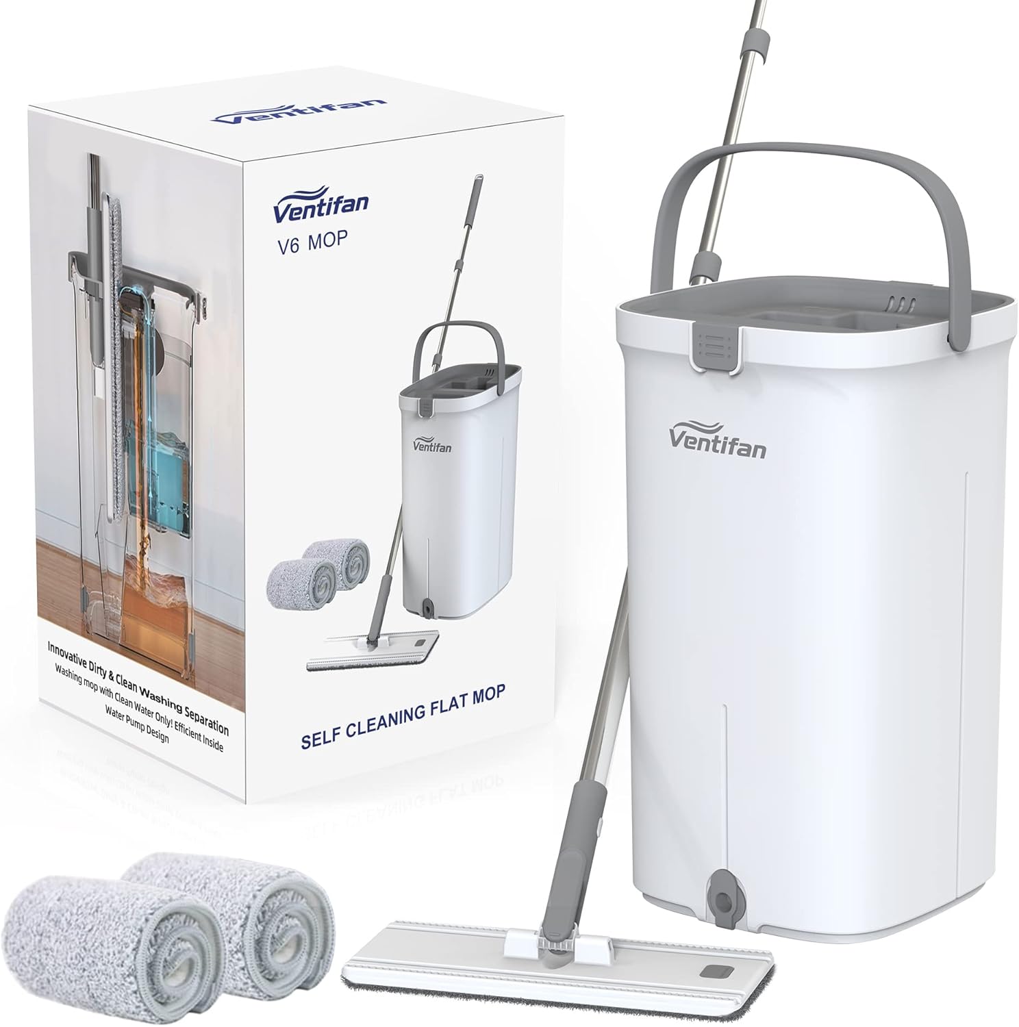 Ventifan Flat Mop and Bucket Set, Separates Dirty and Clean