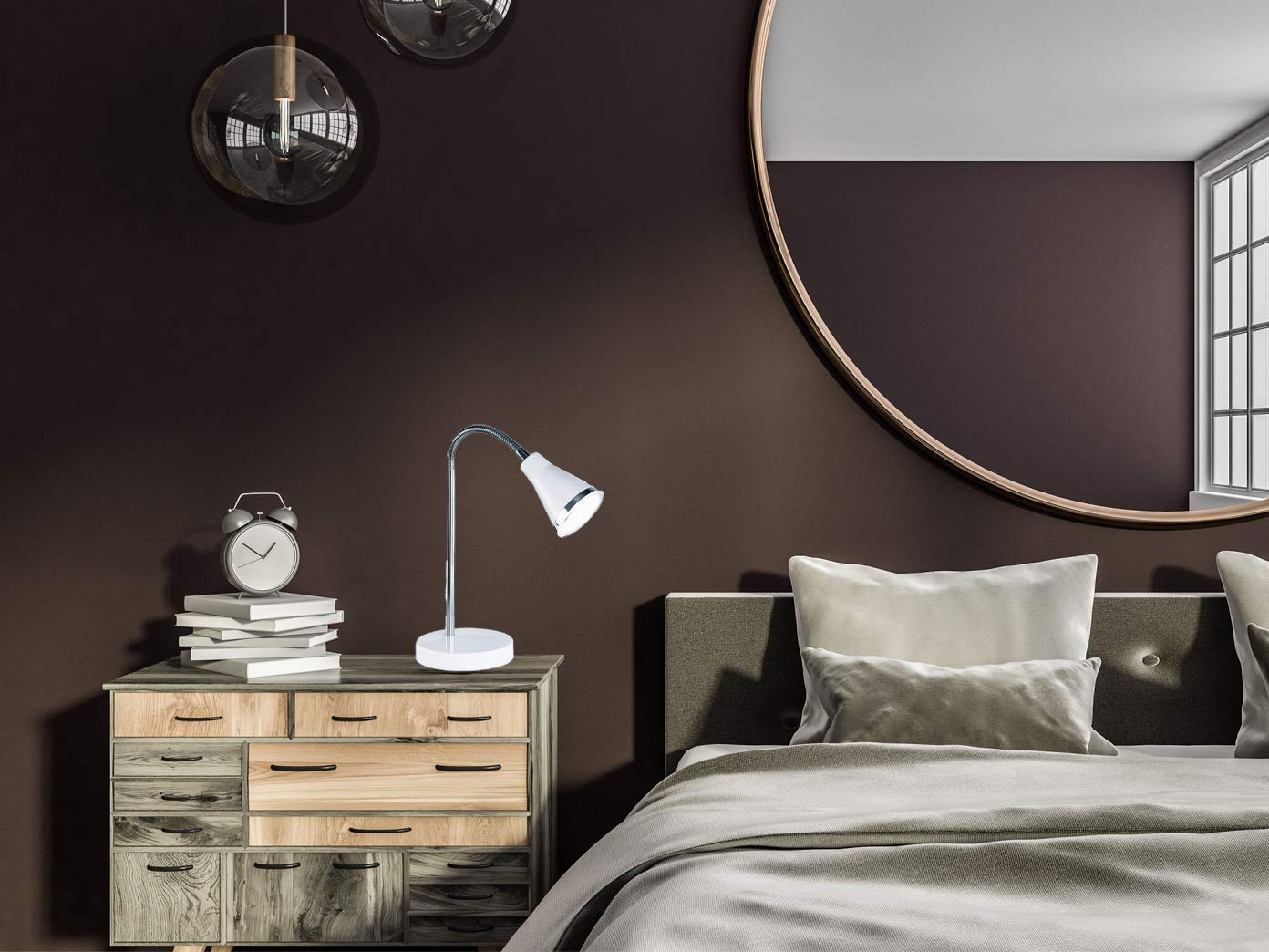 Reality Arras Lampada Da Tavolo LED - 3.8W, Braccio Orientabile, Nero, Altezza 47 Cm - 4