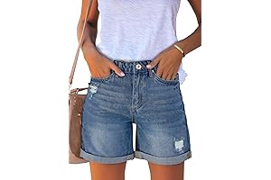 Women's Casual High Rise Ripped Denim Shorts