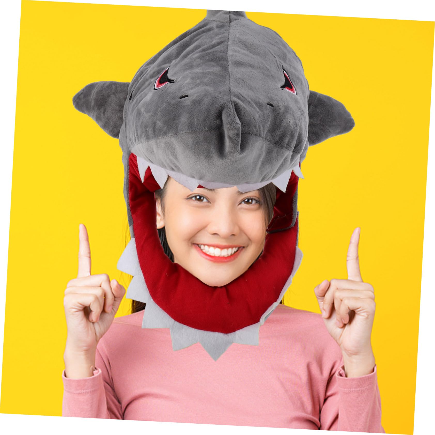 Sombrero Cómodo de Llevar para Carnaval de Peluche de Tiburón Verde y Diseño Novedoso y Disfraces para Fiesta y Cosplay