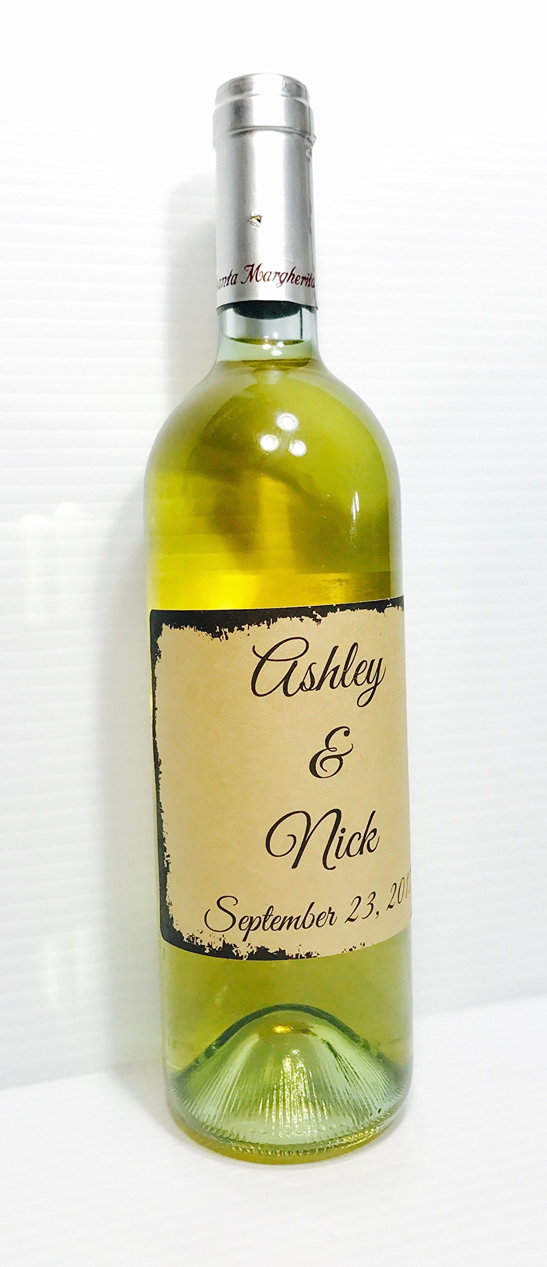 12 RUSTIC THEMED Kraft Paper Champagne or Wine bottle labels/stickers/wrappers Personalized for WEDDING or party FAVORS, self adhesive