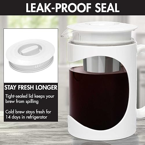 Miniatura 6 de Primula Burke Deluxe. Cafetera para café helado, con mango cómodo, jarra de vidrio duradera, filtro de malla extraíble, tamaño perfecto para 6