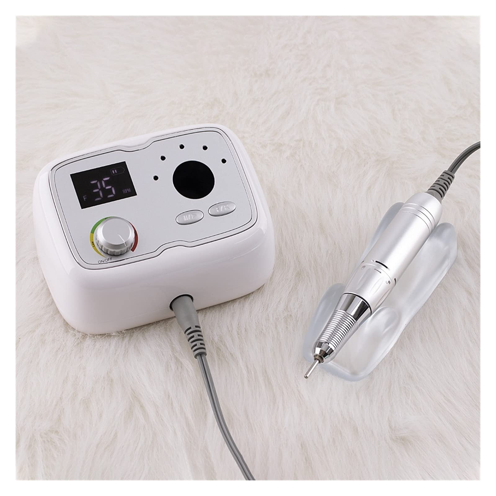 Wiertarka do paznokci Cordless Desktop Paznokci Wiertarka Stojak Manicure Maszyna Przenośna 3500 0PM. Elektryczny akumulator polerki do paznokci(Wit)