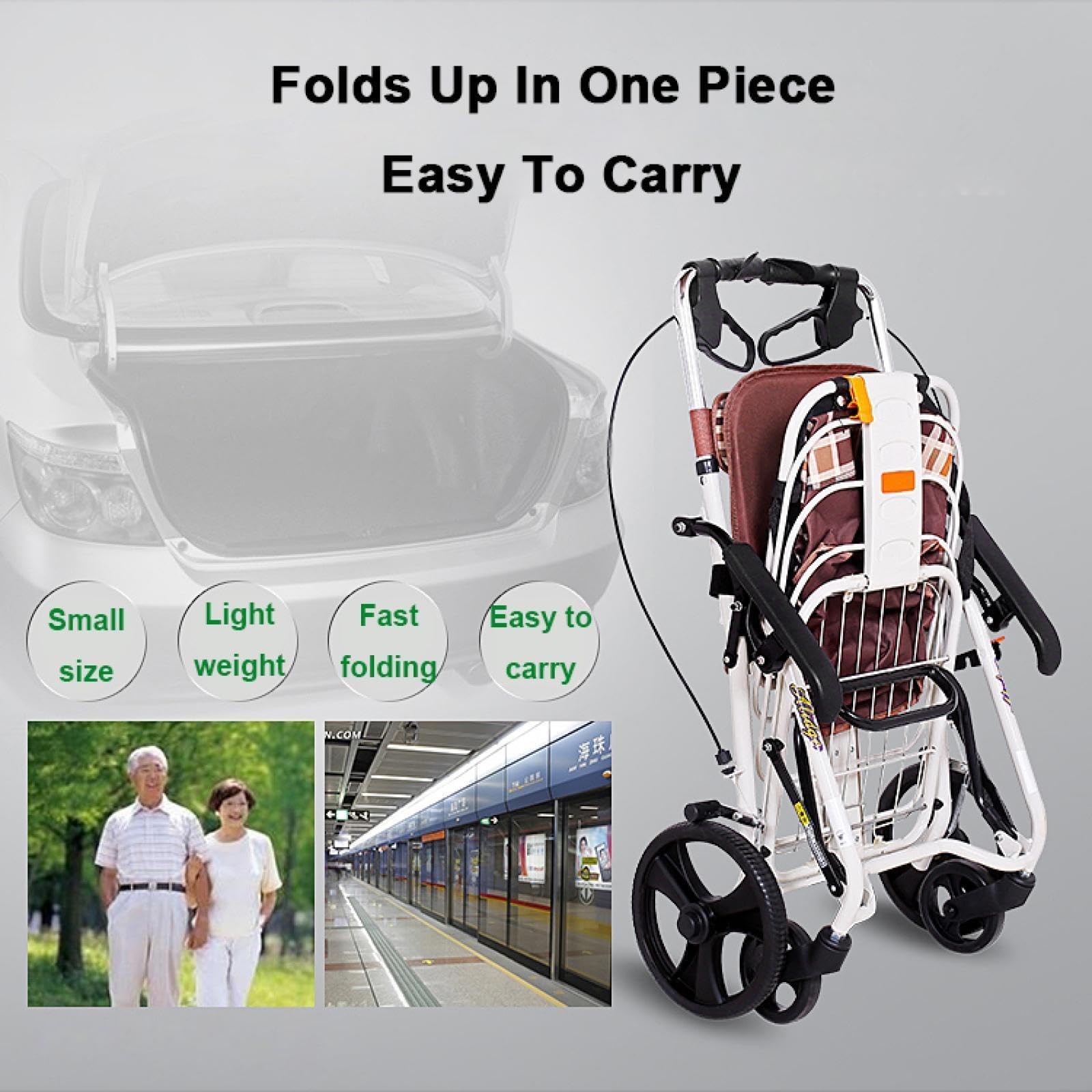 Andador De 4 Ruedas para Ancianos con Freno De Mano Carro De Compras Plegable Carro De Compras Plegable Portátil Andador Plegable para Ancianos