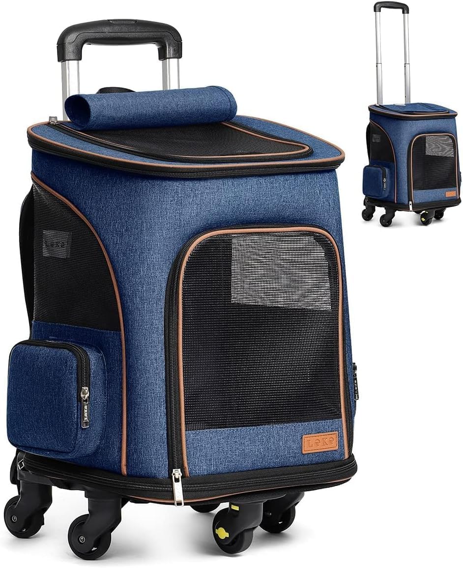 Lekesky Cat Carrier on wheels Dog Carrier with Wheels Extra Large Pet