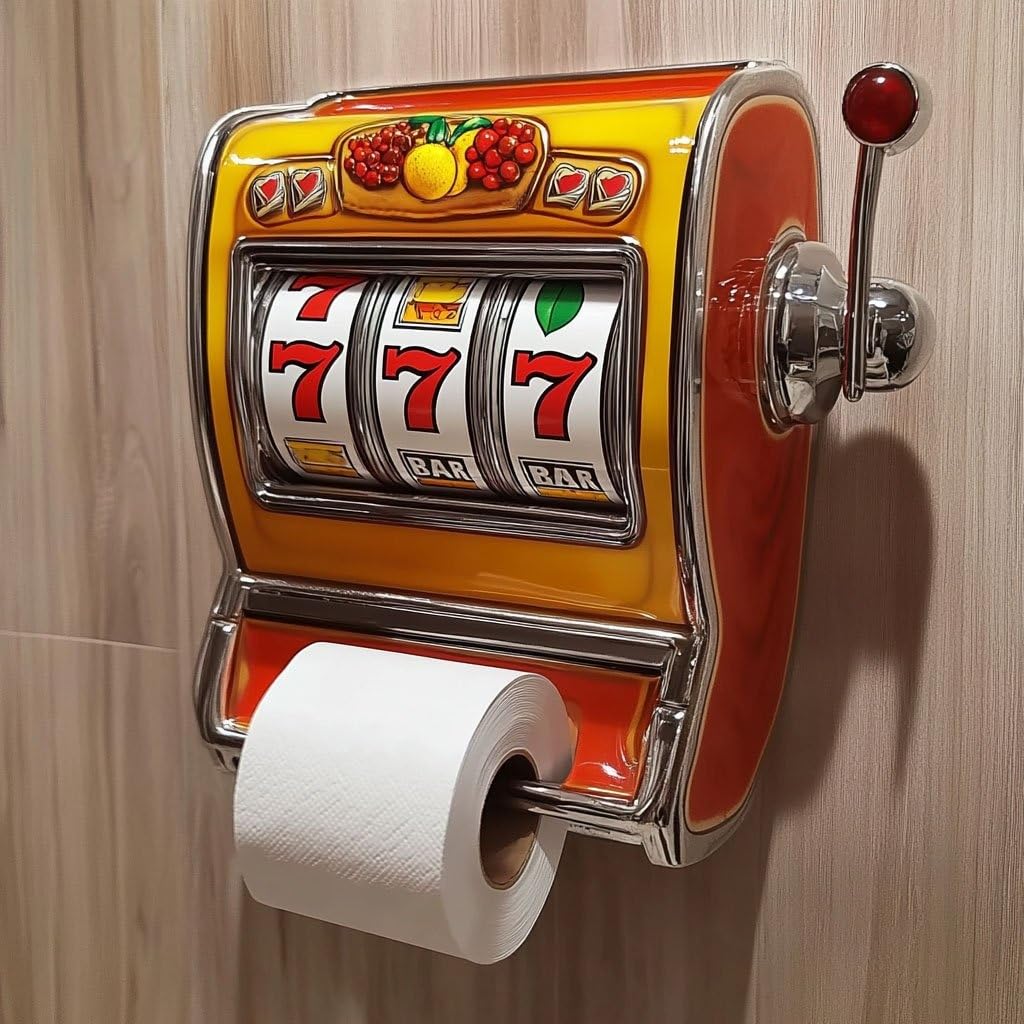 Slot Machine Toilet Roll Holder, Retro Arcade-Style Toilet Roll Holder, Funny Toilets Rolls Dispenser, Game Themed Hilarious Tissue Paper Rolls Storage Rack, Novelty Kitchen Bathroom Decor