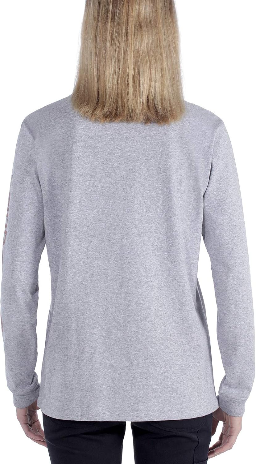 Carhartt Women's Loose Fit Heavyweight Long-Sleeve Logo Sleeve Graphic T-Shirt XX-Large Heather Gray