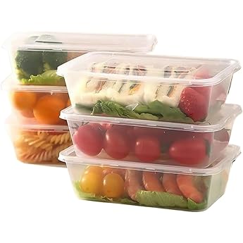 Airtight Food Storage Containers with Lids - 50/100/200 Pieces, Square, Reusable Deli, Disposable Containers with Leak-Proof, Refrigerator Safe, Microwave Safe, Dishwasher Safe 500ml, 50