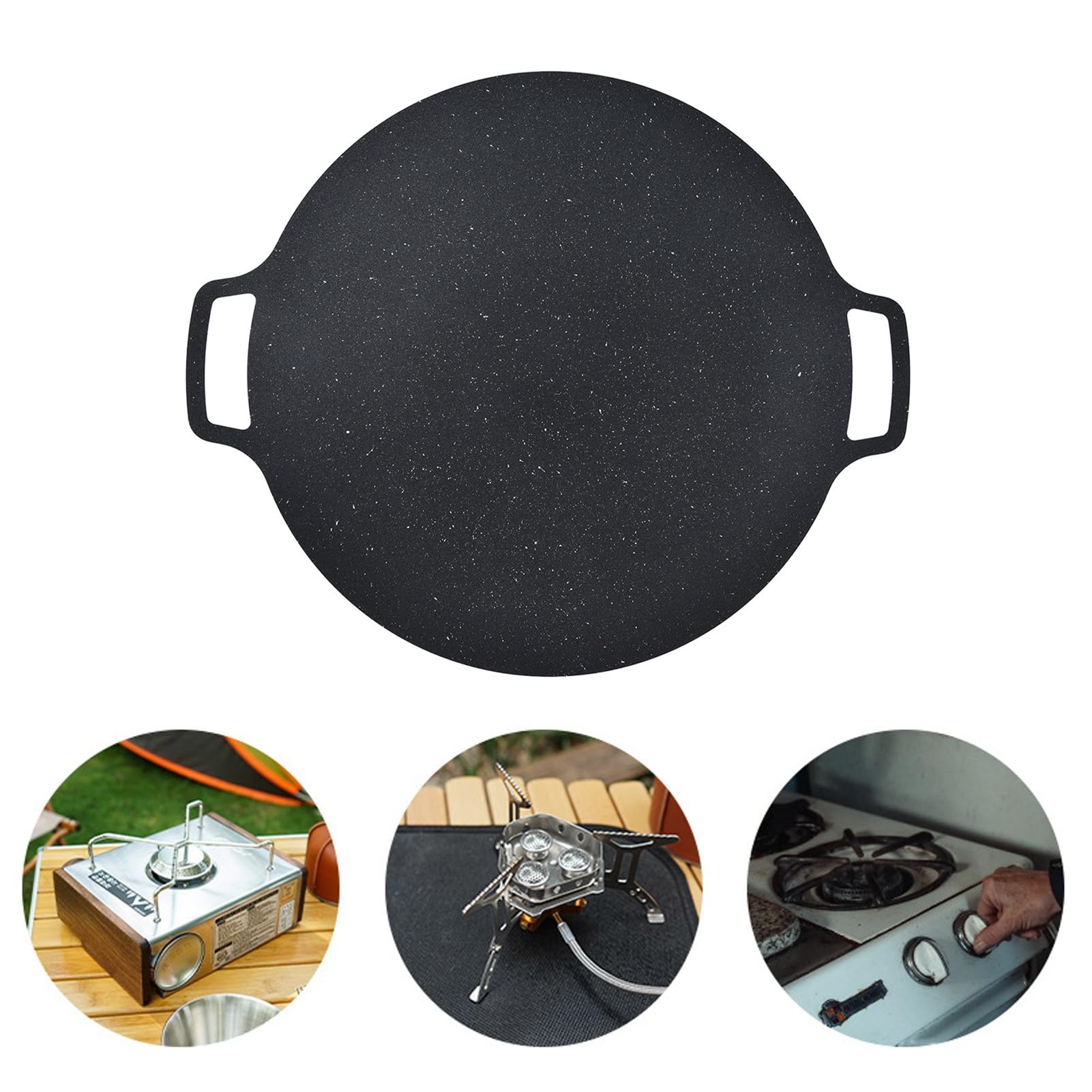 CHICIRIS Piastra per Barbecue Rotonda Antiaderente Coreana per Barbecue, Resistente Al Calore, per Vari Alimenti, Campeggi, Materiale in Ferro (41 cm)