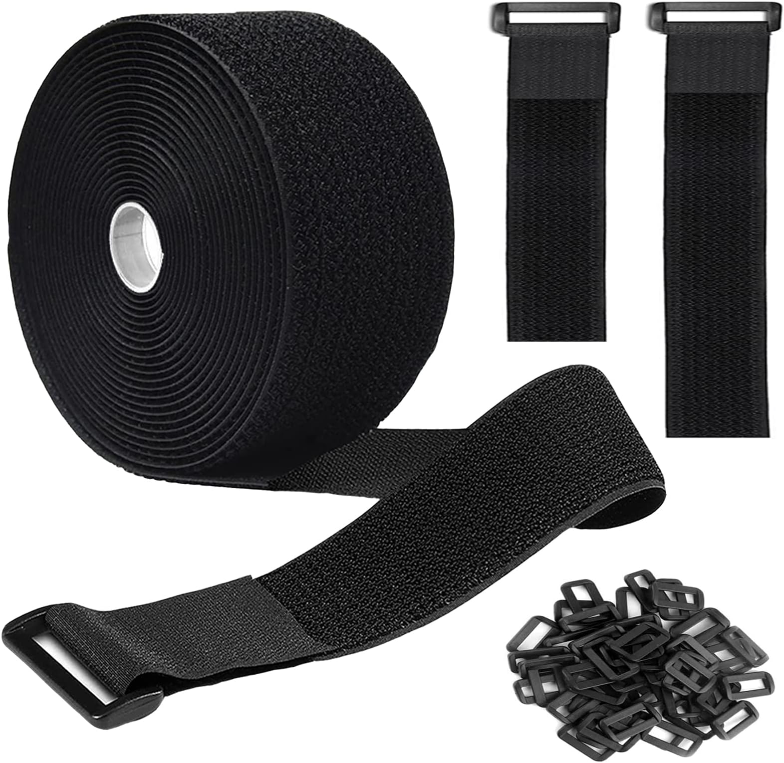 Reusable Cinch Straps 18" x 2", Black (2 Pack) Electronics