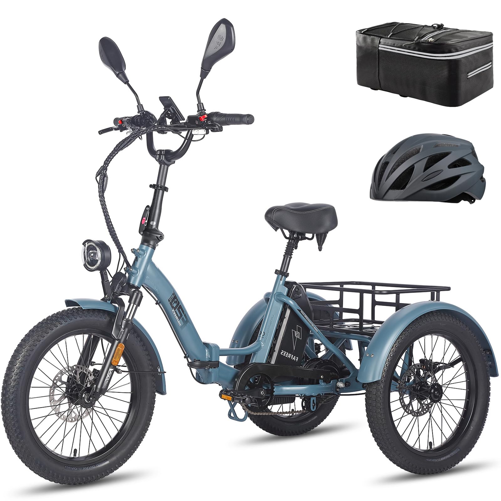 Fafrees Triciclo Elettrica 48V21Ah Batteria Rimovibile Bici Elettrica Pieghevole a 3 Ruote 20"×3.0", Autonomia 65-115km, Ebike per Adulti Uomo Donna, Freni a disco idraulici