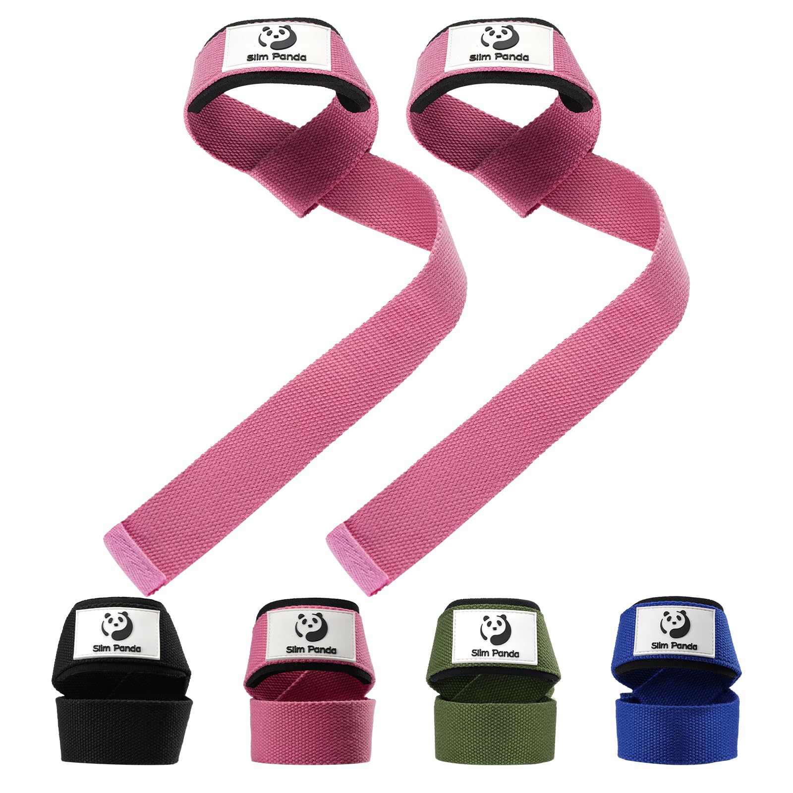 Sim Panda Lifting Straps, 24" Wrist Straps with 4mm Neoprene Padding for Women and Men,Weightlifting Straps for Bodybuilding,Gym Wrist Wraps with Non-Slip Silicone for Powerlifting, Strength Training
