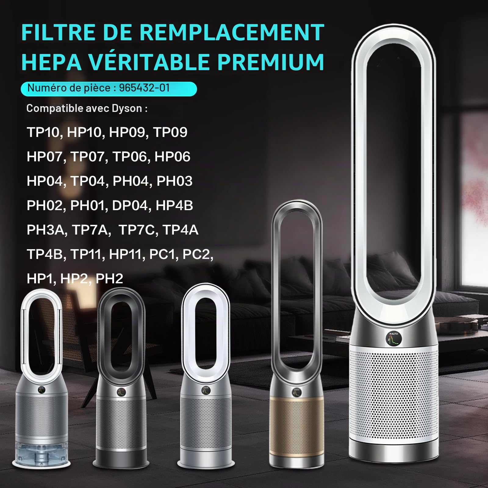 Filtre de rechange H13 HEPA 360° en verre véritable avec filtre à charbon compatible avec Dyson TP10 HP10 HP09 TP09 HP07 TP07 TP06 HP06 HP04 TP04 PH04 PH03 PH02 PH01 DP04 HP4B PH3A TP7A TP7C TP4A TP4B | HP10 HP09 TP09 HP07 TP07 TP06 HP06 PH04 PH03 PH02 PH