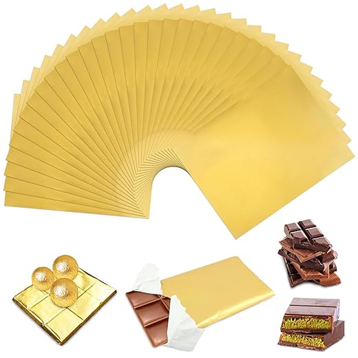 500 Pcs Large Chocolate Candy Wrappers - 6.3x7.48in Thick Aluminum Foil & Paper Wrappers for Chocolate Bars, Fudge, Brownies, Fruit Bars | Valentine's Day Baking Supplies