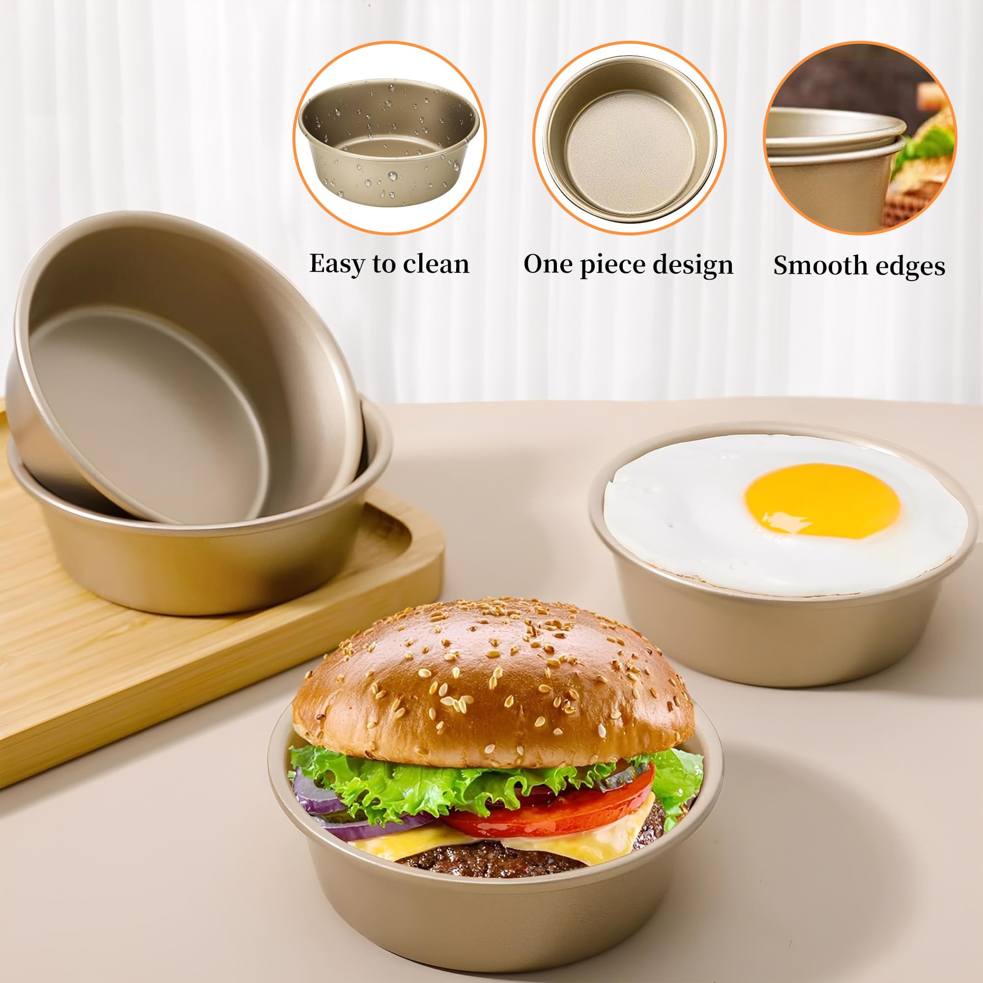 Mini Taart Pan Taart Blikken Cupcake Pan Air Fryer Hamburger vorm mini ronde bakplaat voor het bakken van gerechten (goud Mini Taart Pan Taart Blikken Cupcake Pan Air Fryer Hamburger vorm mini ronde bakplaat voor het bakken van gerechten (goud