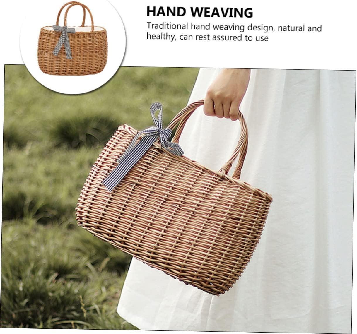 Elegant Rattan Woven Flower Basket Decorative Handmade Basket Storage Bin for Living Wedding Flower