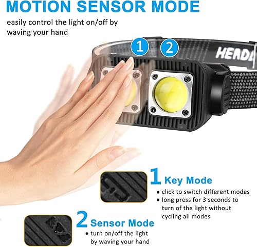 Miniatura 3 de Linterna frontal recargable, sensor de movimiento de 1000 lúmenes, lámpara LED recargable para exteriores, impermeable, IPX4, para caminar por la