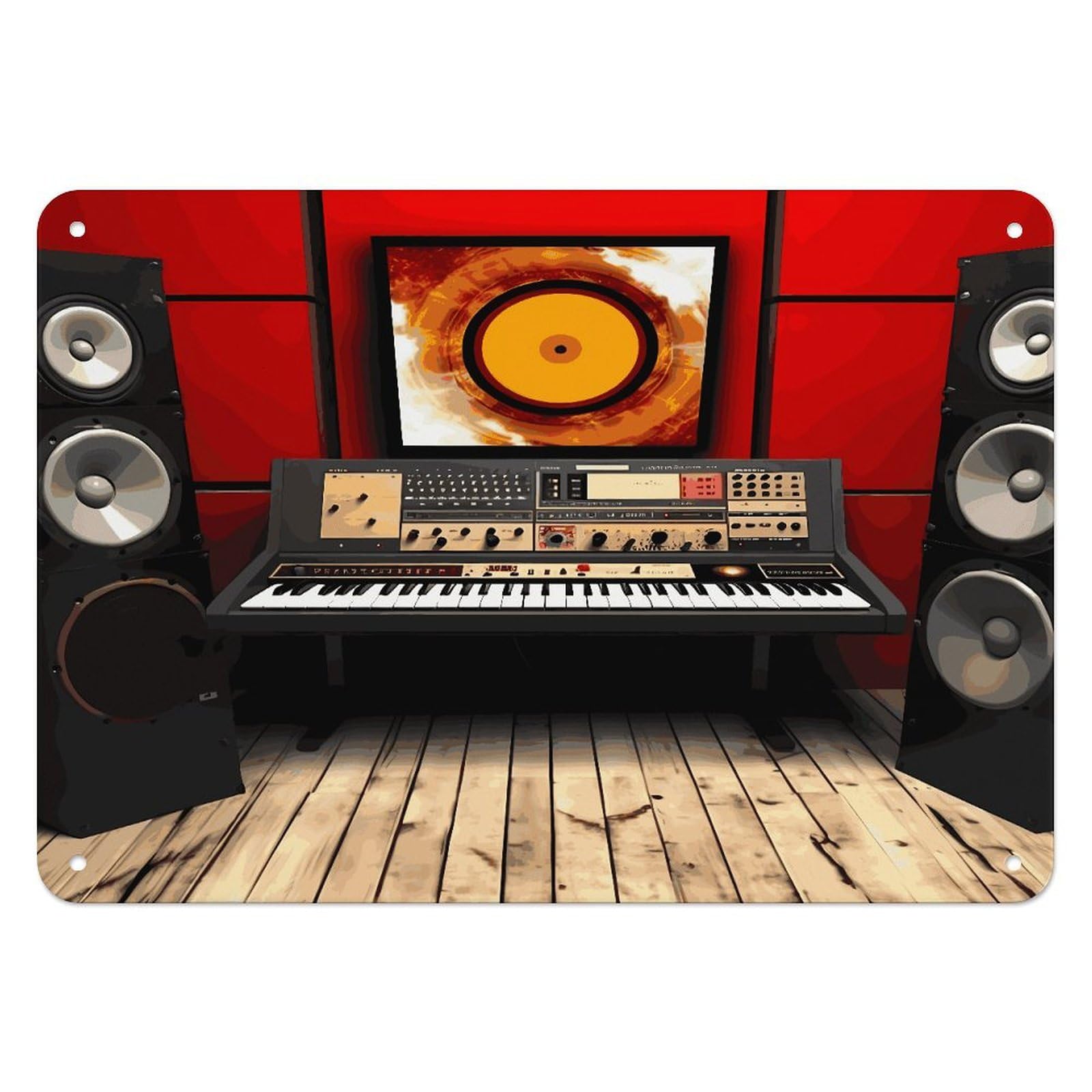Fekiloot Style Music Studio Wall Decor Iron Painting Metal Sign