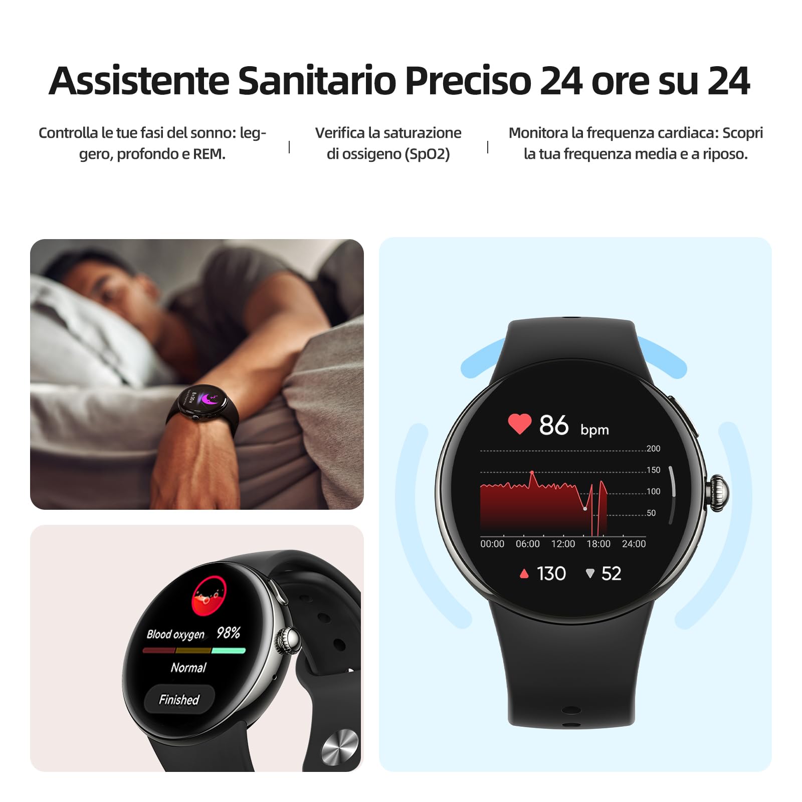 Parsonver Smartwatch con Chiamate Bluetooth, AMOLED Display, AI ChatGPT | Smartwatch con 120+ Sport Integrato, Frequenza Cardiaca e Sonno, Cinturini a Sgancio Rapido Bicolore