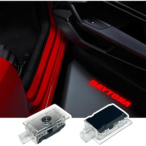Never Fade Door Light Led Logo for Dodge Charger Daytona Hellcat Projector Ghost Shadow Puddle Courtesy Step Lights (Red DAYTONA)