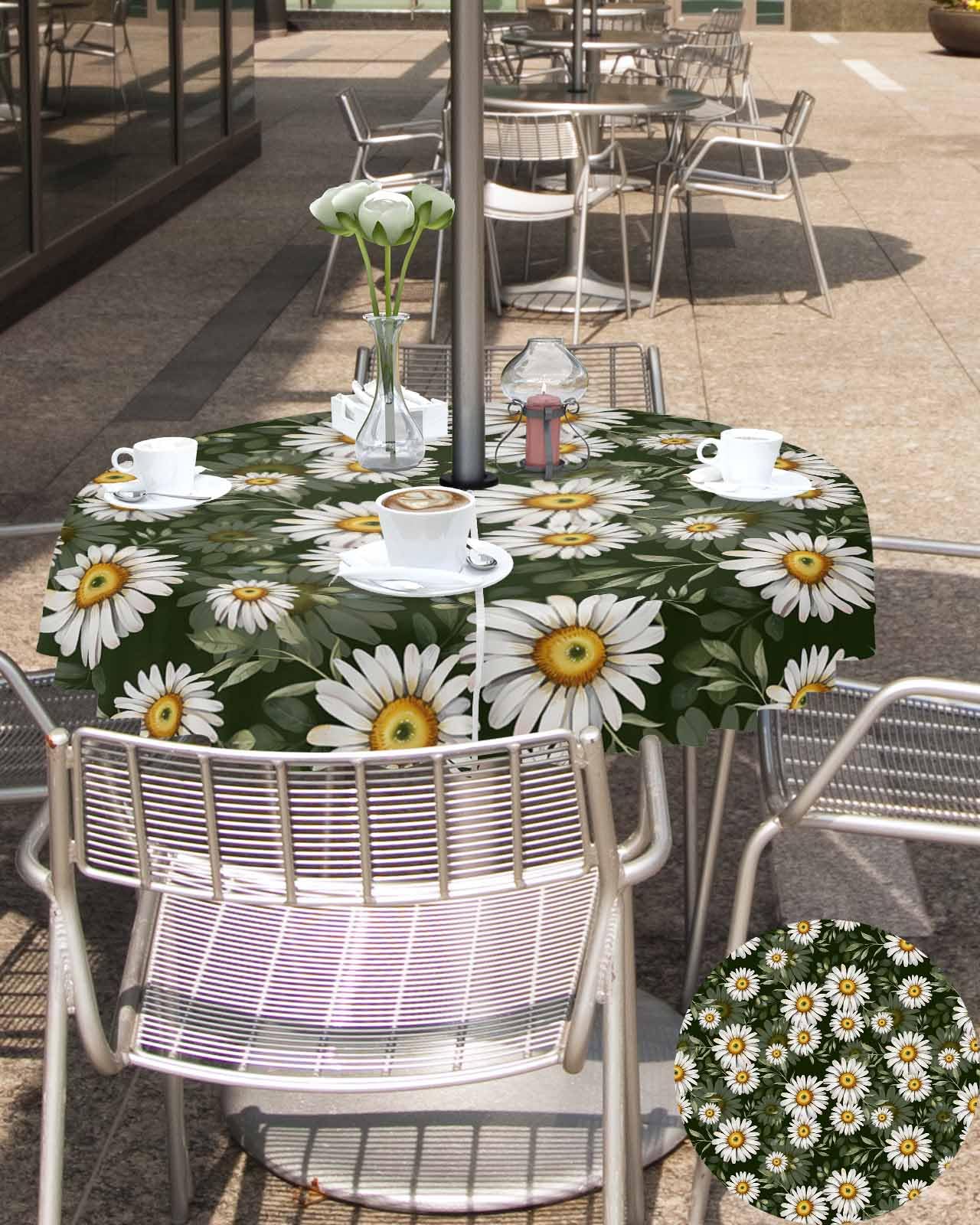 54 round patio table cover with umbrella hole flowers Amazon.com: Outdoor Tablecloth with Umbrella Hole and Zipper Daisy Flower  Round Tablecloths 54 Inch Waterproof Table Cloths Green Leaves Plant Patio  Table Cloth Cover for Outdoor Tables Picnic BBQS Garden Party :