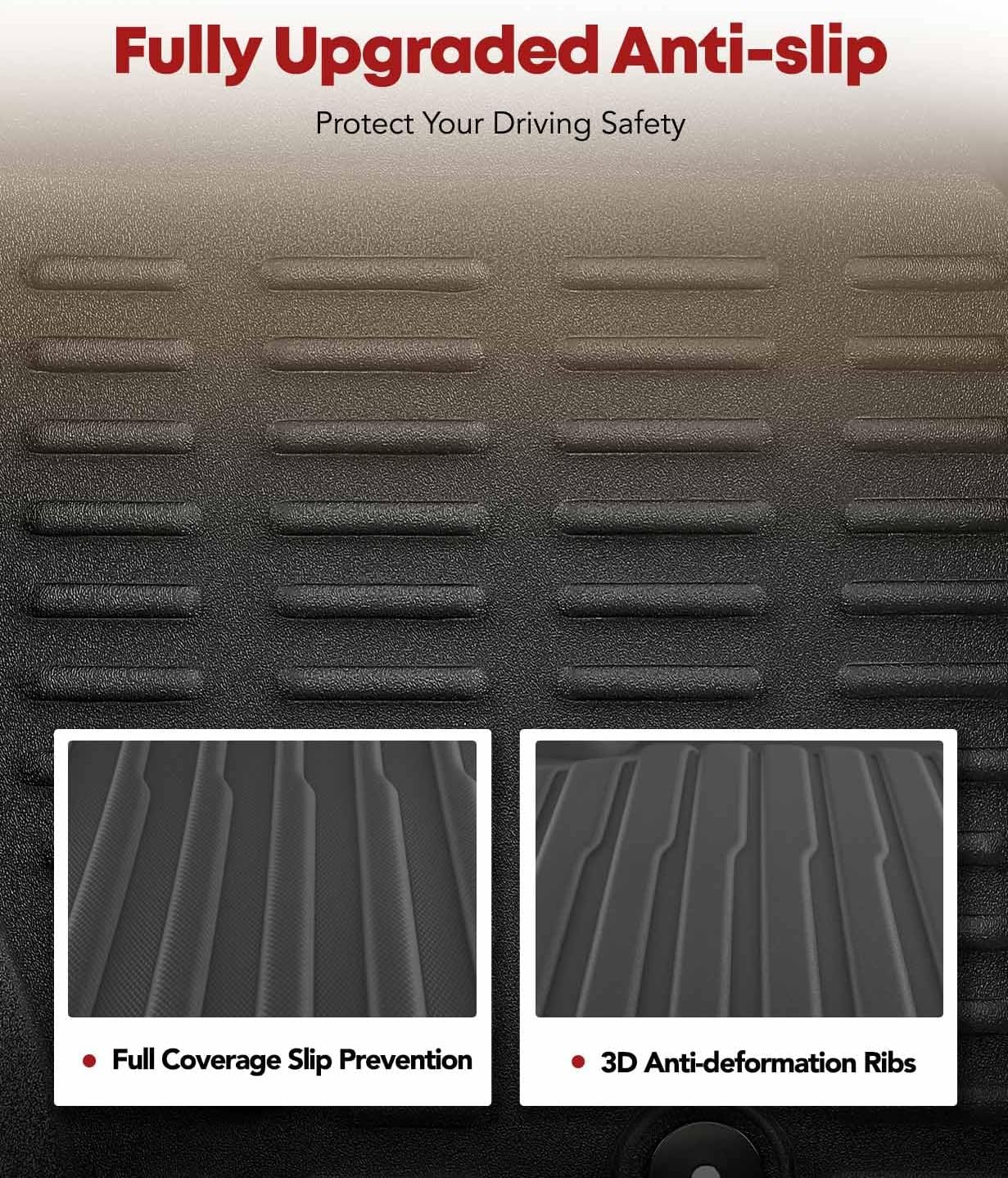 YHTAUTO Floor Mats Compatible with Chevrolet Bolt EUV 2022-2024, TPE All Weather Car Mats Waterproof Anti-Slip Odorless Floor Liner, Interior Accessories, 1st Row, Set of 2 - Image 4