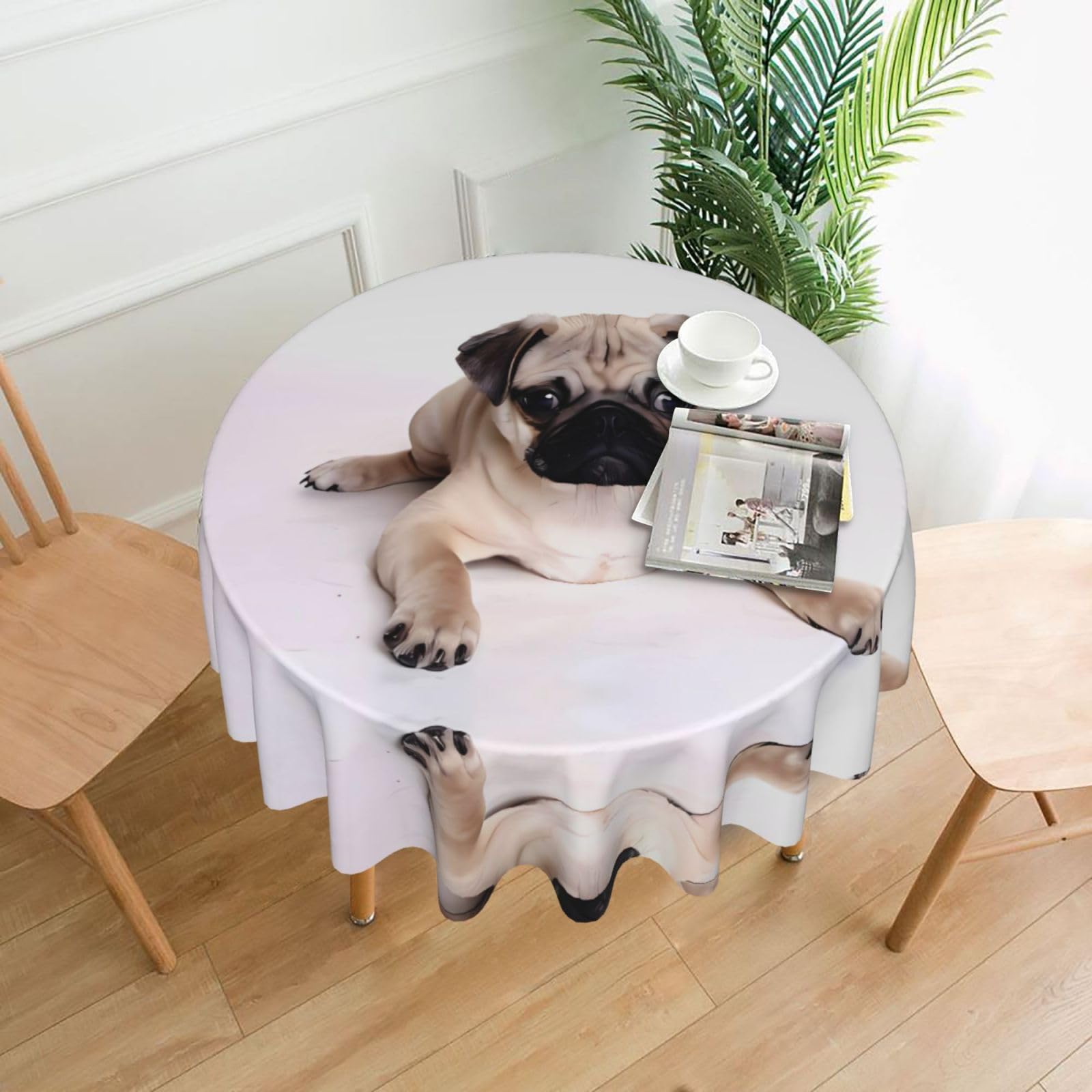 WHJSHOP Dog Prints Round Decorative Throw – 60in Stylish Table Cover for Dining, Parties & Outdoor Events
