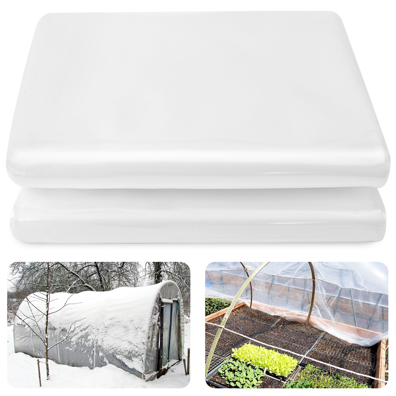 UNIFAMILY19.7X 6.5 Ft Greenhouse Plastic Sheeting 6mil, Heavy Duty Greenhouse Covering Plastic, Clear Green House Plastic Covering Film, Resistant Polyethylene Film for Farm Garden (6.56ftx19.7ft)