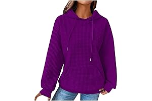 Autumn&Winter Hoodies for Women Waffle Pullover Casual Loose