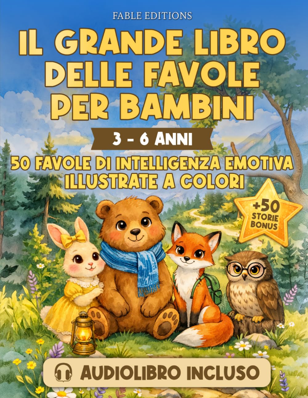 IL GRANDE LIBRO DELLE FAVOLE PER BAMBINI (3-6 anni): Audiolibro Incluso | 50 Favole Illustrate a Colori + 50 Storie Bonus| Intelligenza Emotiva per ... e Sicuri di Sè (I Grandi Libri del Bosco)