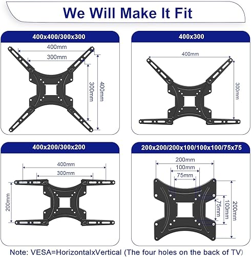 Miniatura 4 de Soporte de pared para TV de movimiento completo para televisores planos o curvos de 13 a 55 pulgadas de hasta 66 libras, soporte de pared con brazos