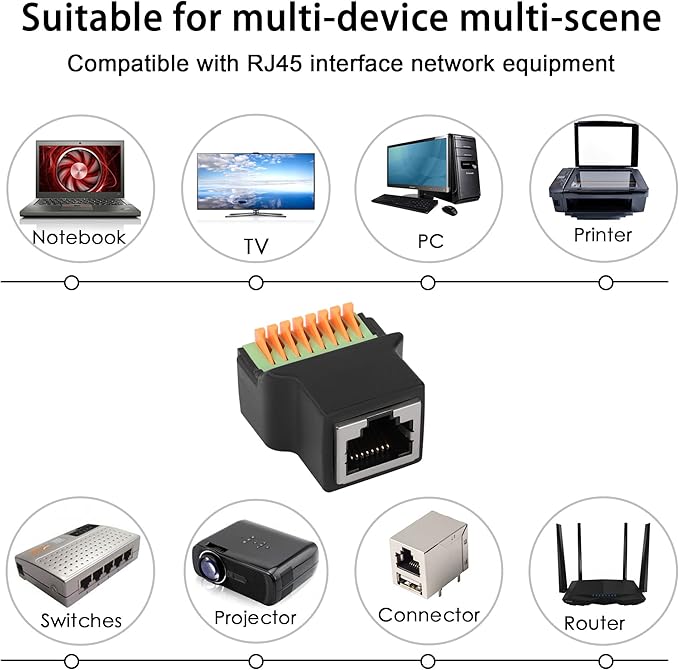 QIANRENON Adaptador RJ45 a 8 Pines Sin Soldadura, Hembra a 8P miniatura 6