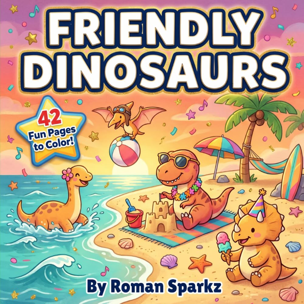Friendly Dinosaurs: 40 Fun Pages to Color
