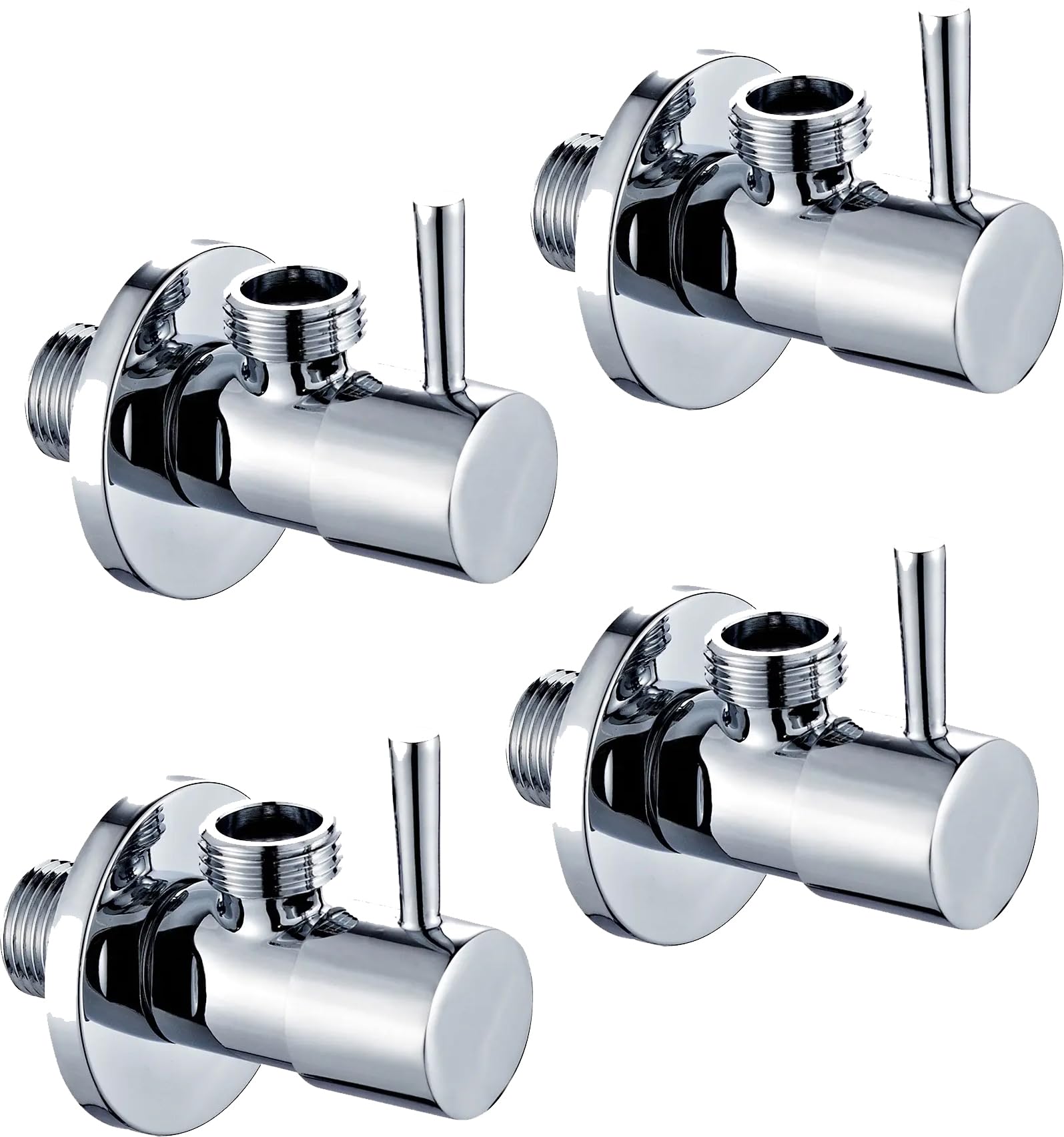 INDOROX Angle Cock Pack of 4 Stainless Steel Indian Angle Cock/Angle Valve Bathroom Faucets Taps and Faucet Angular Stop Cock Wash Basin for Geyser Tap, Chrome Plated with Wall Flange (B0CV9JYWK1) Amazon Price History, Amazon Price Tracker