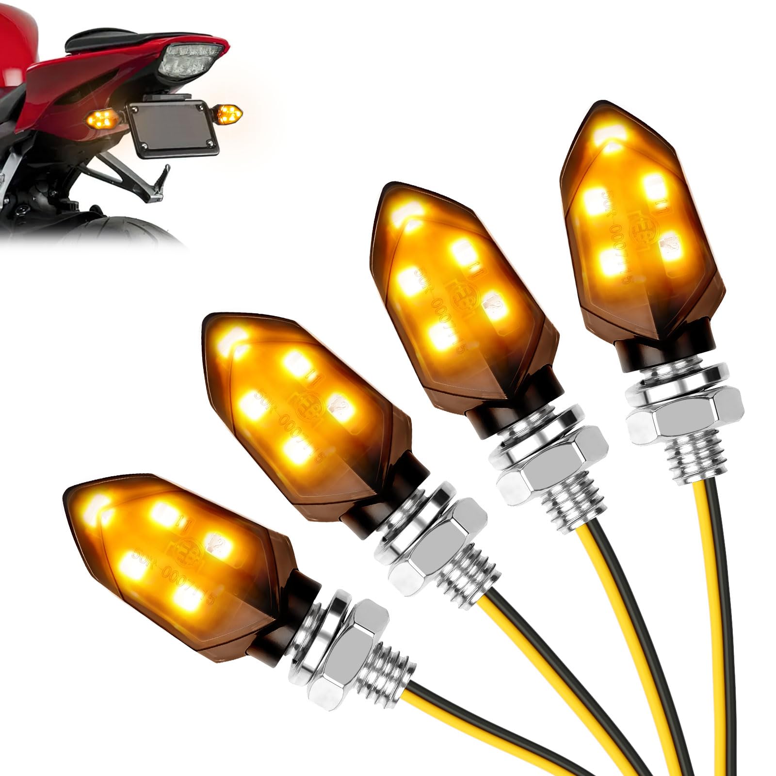 Rierousy 4er-Set LED Blinker Für Motorrad - E-geprüft & Wasserdicht IP65