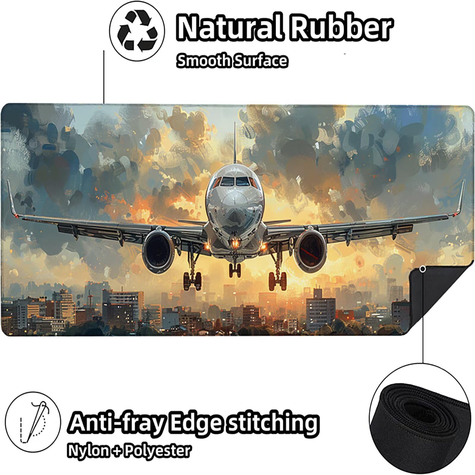 Aereo Tappetino Mouse XXL 1200x600 mm Tappetino Mouse Giallo Gomma Antiscivolo Sottomano Scrivania, Migliora Precisione e Velocità Mouse Pad per Ufficio Gaming Accessori Scrivania, Regalo Uomo, 9-7
