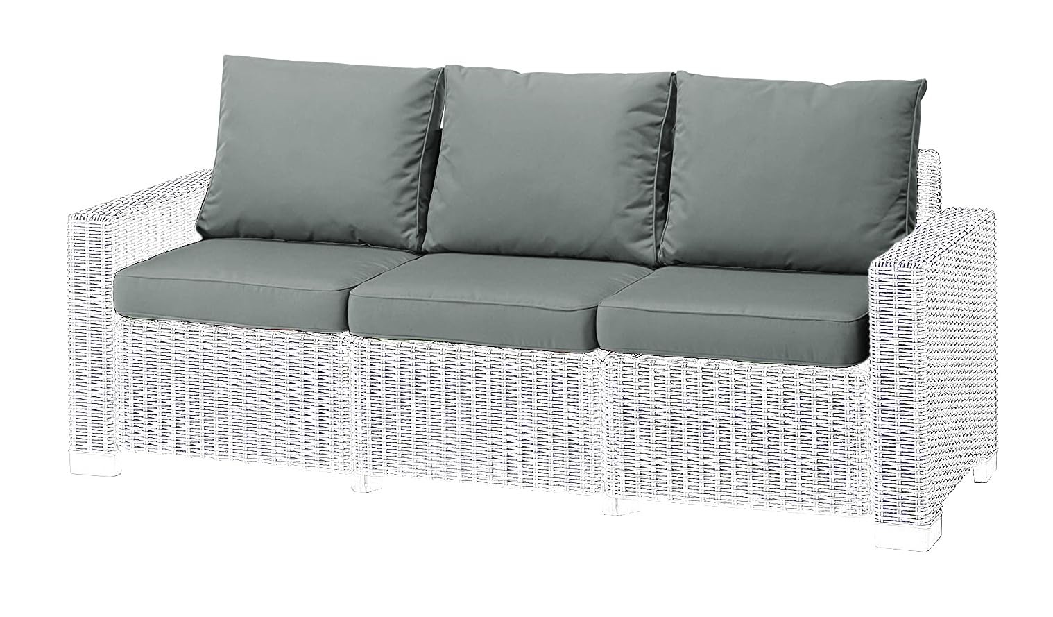 1,2 or 3 Seater Replacement Seat Cushion Pads for Keter Allibert California Rattan Outdoor Furniture, Dark Grey